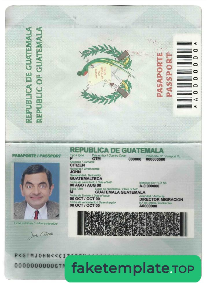 Feature of fake Guatemala passport example